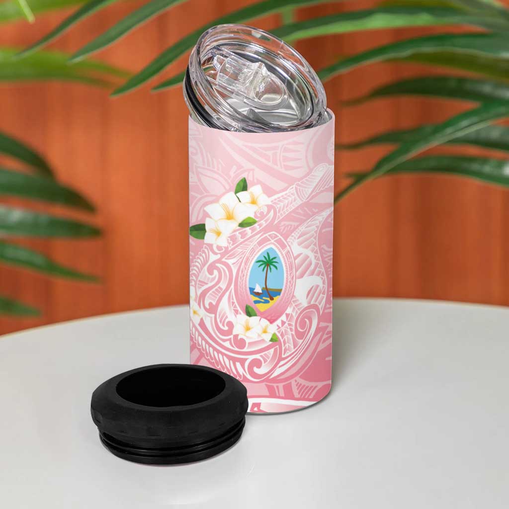 Guam Fishhook Mix Guasali Flowers 4 in 1 Can Cooler Tumbler Dreaming Coral