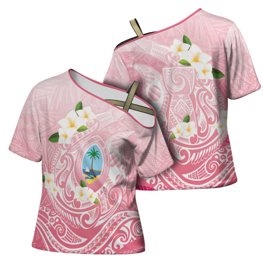 Guam Fishhook Mix Guasali Flowers Cross Shoulder Shirt Dreaming Coral