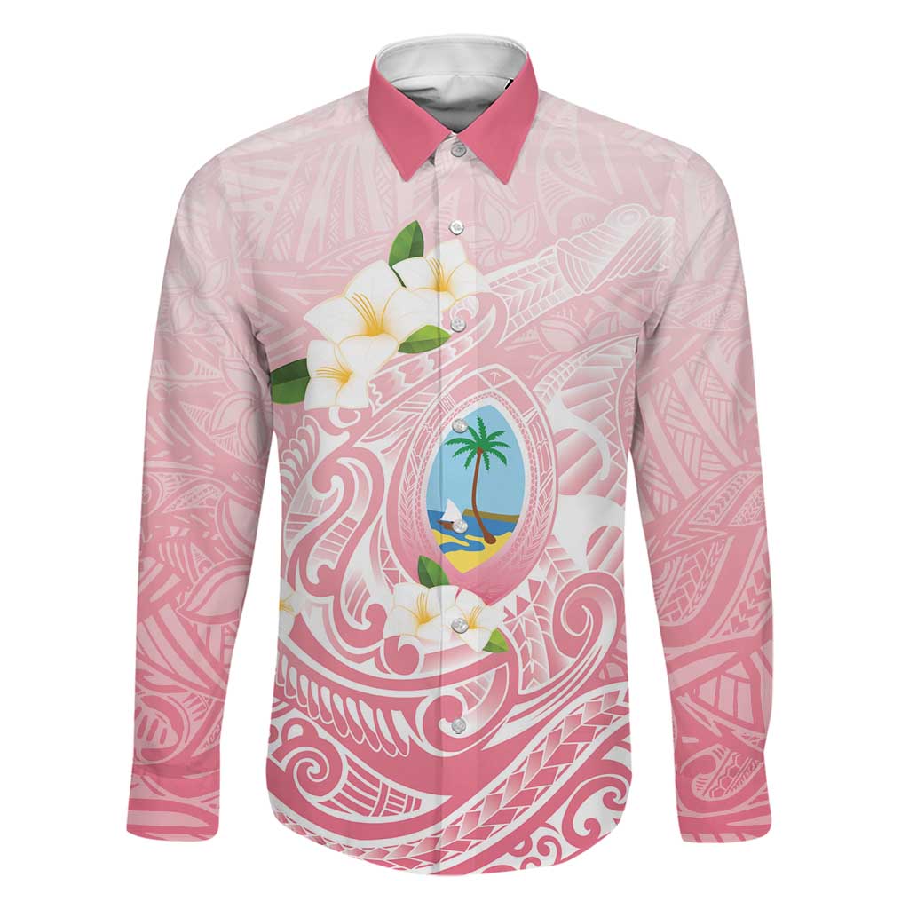 Guam Fishhook Mix Guasali Flowers Family Matching Mermaid Dress and Hawaiian Shirt Dreaming Coral LT7 Dad's Shirt - Long Sleeve Pink - Polynesian Pride