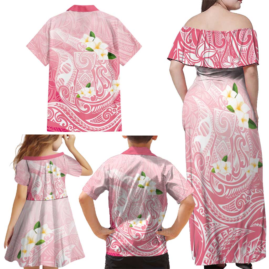 Guam Fishhook Mix Guasali Flowers Family Matching Off Shoulder Maxi Dress and Hawaiian Shirt Dreaming Coral LT7 - Polynesian Pride