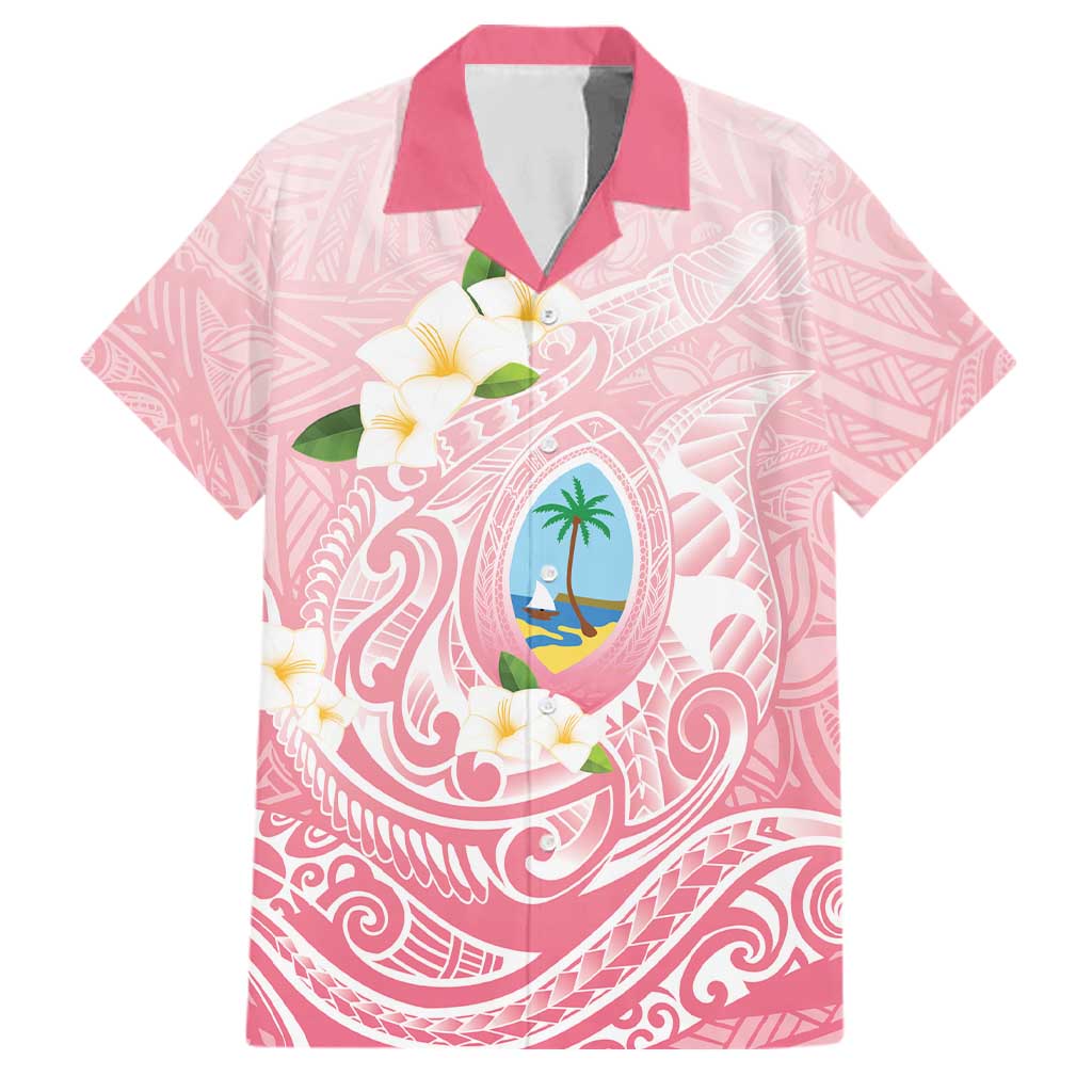 Guam Fishhook Mix Guasali Flowers Family Matching Off Shoulder Maxi Dress and Hawaiian Shirt Dreaming Coral LT7 Dad's Shirt - Short Sleeve Pink - Polynesian Pride