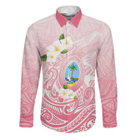 Guam Fishhook Mix Guasali Flowers Family Matching Off Shoulder Maxi Dress and Hawaiian Shirt Dreaming Coral LT7 Dad's Shirt - Long Sleeve Pink - Polynesian Pride