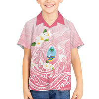 Guam Fishhook Mix Guasali Flowers Family Matching Off Shoulder Maxi Dress and Hawaiian Shirt Dreaming Coral LT7 Son's Shirt Pink - Polynesian Pride