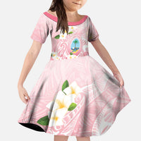 Guam Fishhook Mix Guasali Flowers Kid Short Sleeve Dress Dreaming Coral