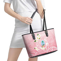 Guam Fishhook Mix Guasali Flowers Leather Tote Bag Dreaming Coral