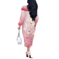 Guam Fishhook Mix Guasali Flowers Off The Shoulder Long Sleeve Dress Dreaming Coral