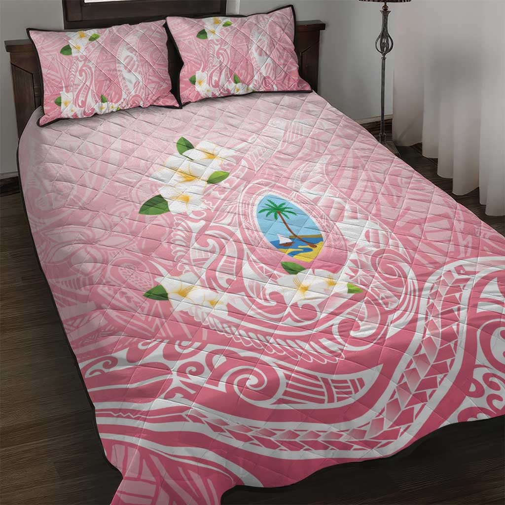 Guam Fishhook Mix Guasali Flowers Quilt Bed Set Dreaming Coral