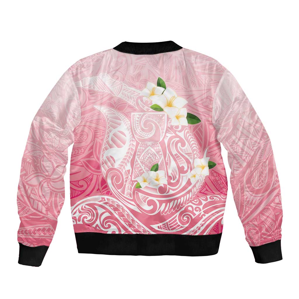 Guam Fishhook Mix Guasali Flowers Sleeve Zip Bomber Jacket Dreaming Coral