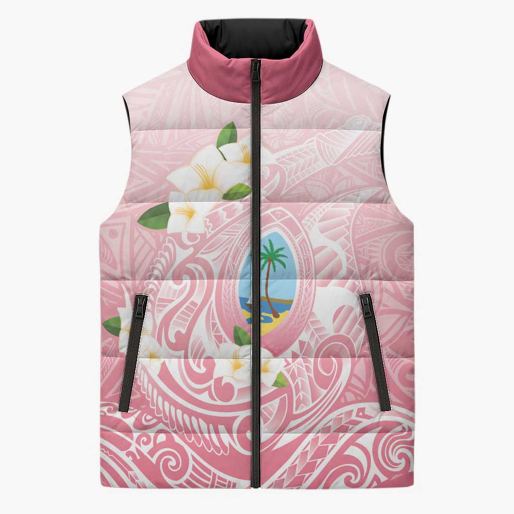 Guam Fishhook Mix Guasali Flowers Sleeveless Puffer Jacket Dreaming Coral