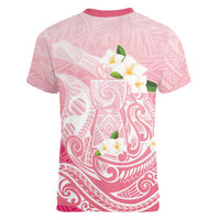 Guam Fishhook Mix Guasali Flowers Women V-Neck T-Shirt Dreaming Coral