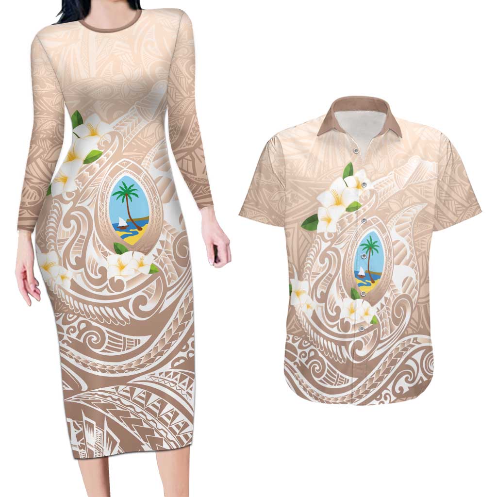 Guam Fishhook Mix Guasali Flowers Couples Matching Long Sleeve Bodycon Dress and Hawaiian Shirt Dreaming Hazel