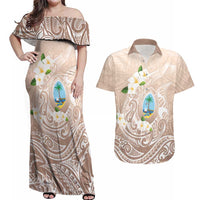 Guam Fishhook Mix Guasali Flowers Couples Matching Off Shoulder Maxi Dress and Hawaiian Shirt Dreaming Hazel