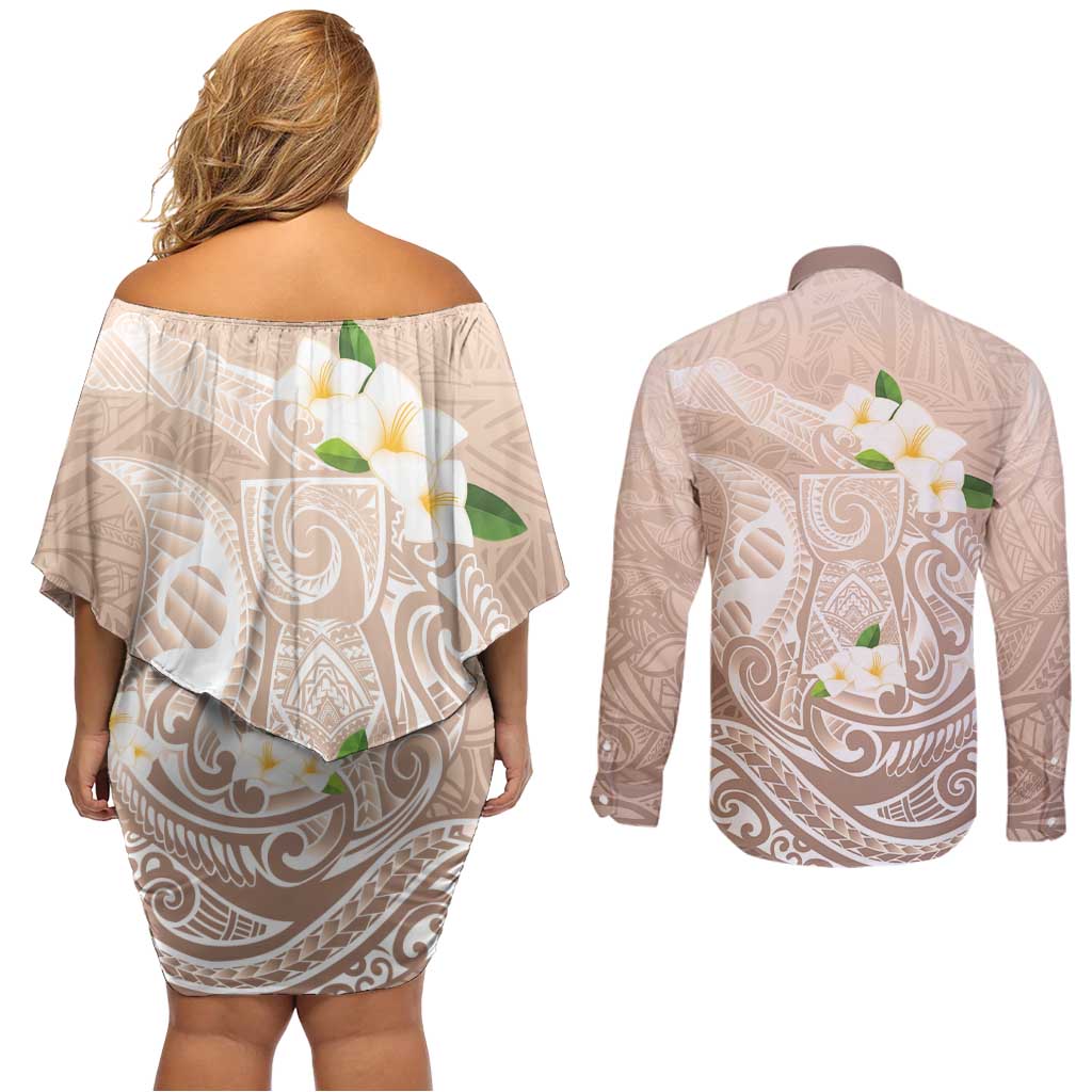Guam Fishhook Mix Guasali Flowers Couples Matching Off Shoulder Short Dress and Long Sleeve Button Shirt Dreaming Hazel
