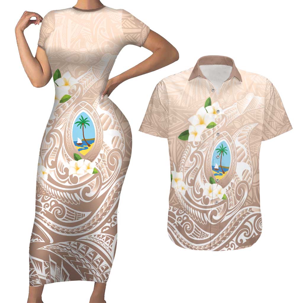 Guam Fishhook Mix Guasali Flowers Couples Matching Short Sleeve Bodycon Dress and Hawaiian Shirt Dreaming Hazel