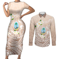 Guam Fishhook Mix Guasali Flowers Couples Matching Short Sleeve Bodycon Dress and Long Sleeve Button Shirt Dreaming Hazel
