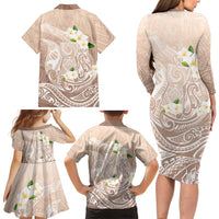 Guam Fishhook Mix Guasali Flowers Family Matching Long Sleeve Bodycon Dress and Hawaiian Shirt Dreaming Hazel LT7 - Polynesian Pride