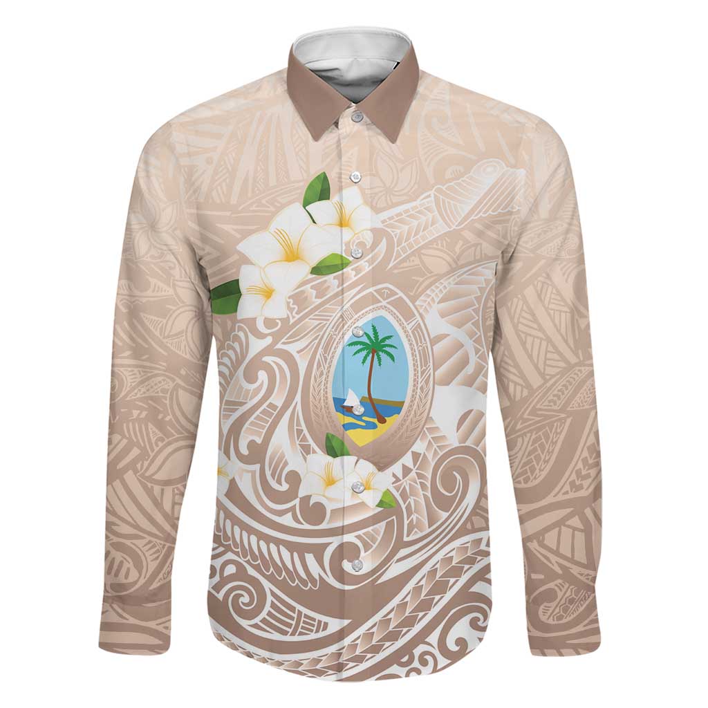 Guam Fishhook Mix Guasali Flowers Family Matching Long Sleeve Bodycon Dress and Hawaiian Shirt Dreaming Hazel LT7 Dad's Shirt - Long Sleeve Beige - Polynesian Pride