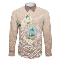 Guam Fishhook Mix Guasali Flowers Family Matching Mermaid Dress and Hawaiian Shirt Dreaming Hazel LT7 Dad's Shirt - Long Sleeve Beige - Polynesian Pride
