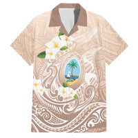 Guam Fishhook Mix Guasali Flowers Family Matching Off Shoulder Short Dress and Hawaiian Shirt Dreaming Hazel LT7 Dad's Shirt - Short Sleeve Beige - Polynesian Pride