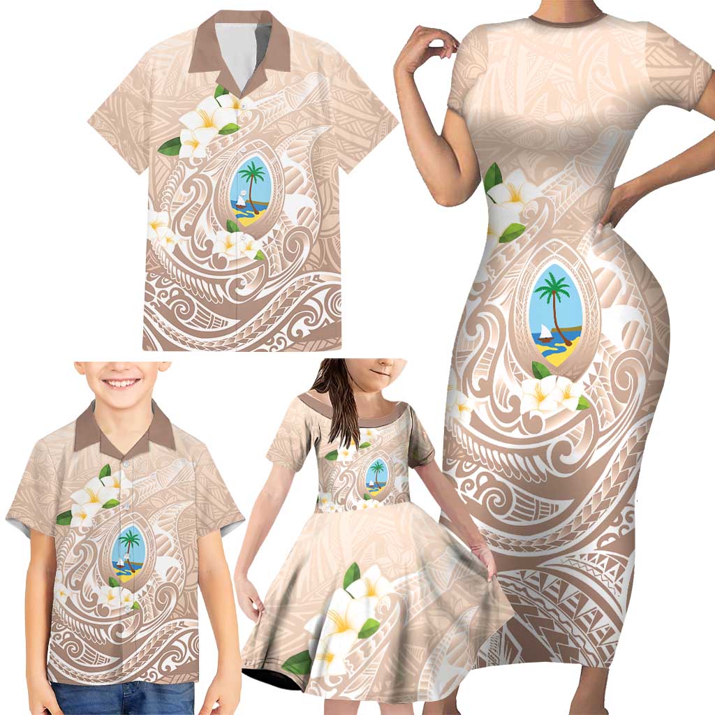 Guam Fishhook Mix Guasali Flowers Family Matching Short Sleeve Bodycon Dress and Hawaiian Shirt Dreaming Hazel LT7 - Polynesian Pride