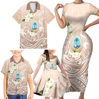 Guam Fishhook Mix Guasali Flowers Family Matching Short Sleeve Bodycon Dress and Hawaiian Shirt Dreaming Hazel LT7 - Polynesian Pride