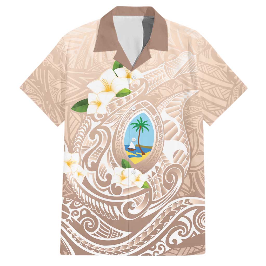 Guam Fishhook Mix Guasali Flowers Family Matching Tank Maxi Dress and Hawaiian Shirt Dreaming Hazel LT7 Dad's Shirt - Short Sleeve Beige - Polynesian Pride