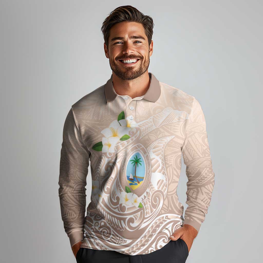 Guam Fishhook Mix Guasali Flowers Long Sleeve Polo Shirt Dreaming Hazel