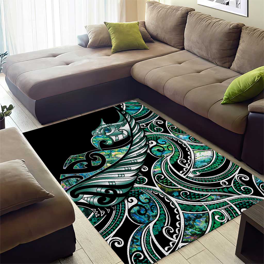 Maori Matariki - Manaia Area Rug Emerald Paua Shell