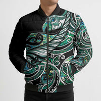 Maori Matariki - Manaia Bomber Puffer Jacket Emerald Paua Shell