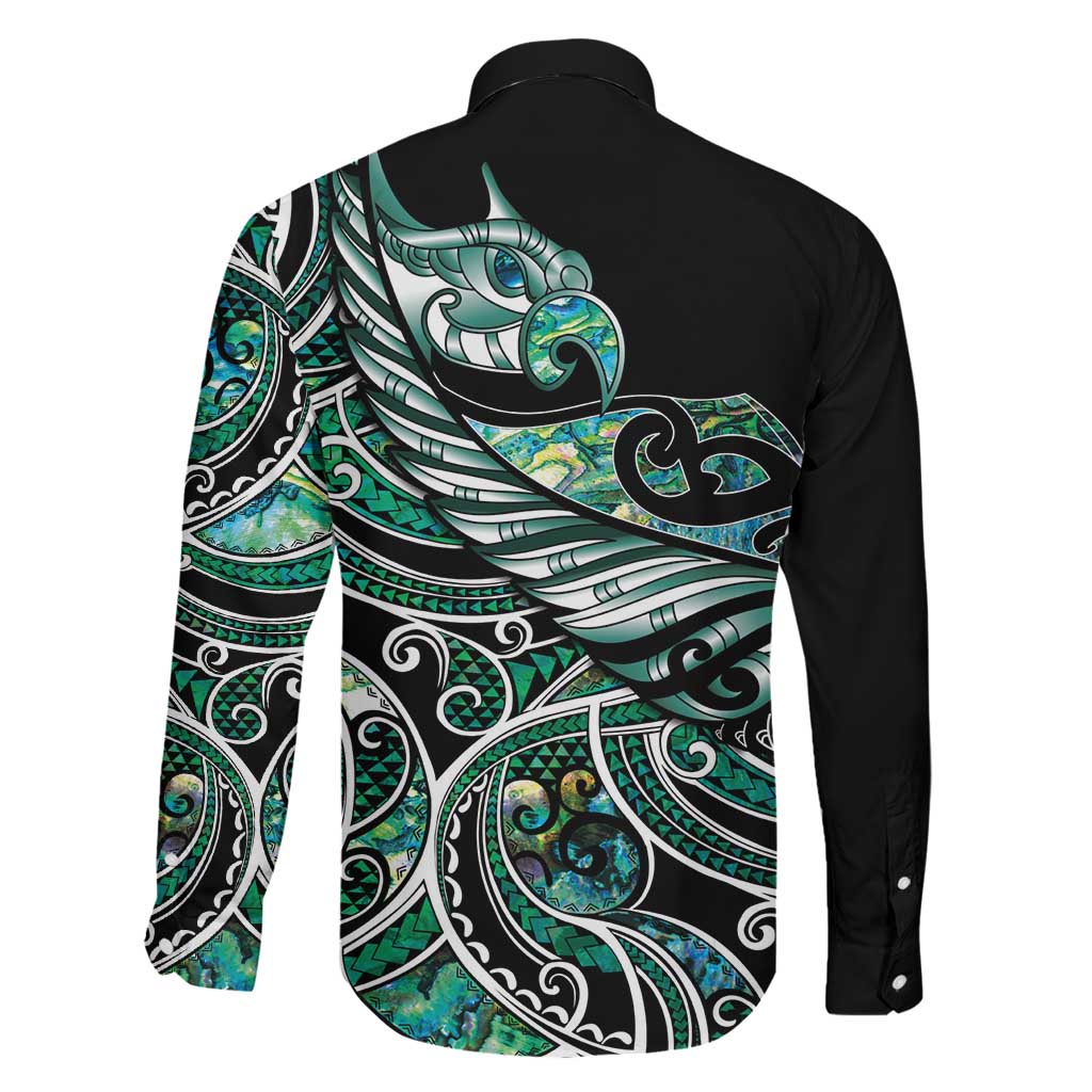Maori Matariki - Manaia Family Matching Long Sleeve Bodycon Dress and Hawaiian Shirt Emerald Paua Shell LT7 - Polynesian Pride
