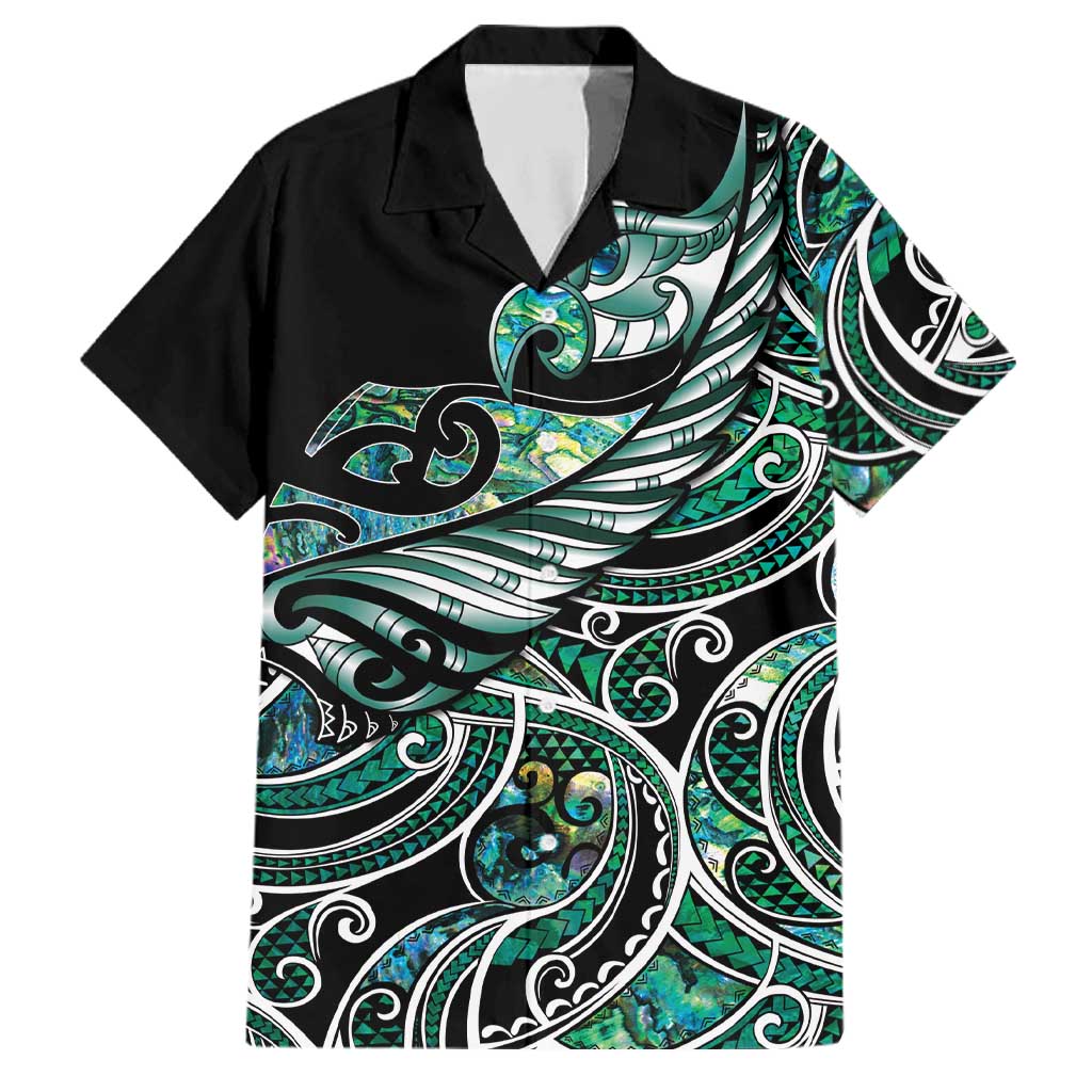 Maori Matariki - Manaia Family Matching Off The Shoulder Long Sleeve Dress and Hawaiian Shirt Emerald Paua Shell LT7 Dad's Shirt - Short Sleeve Green - Polynesian Pride