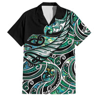 Maori Matariki - Manaia Family Matching Off Shoulder Short Dress and Hawaiian Shirt Emerald Paua Shell