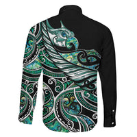 Maori Matariki - Manaia Family Matching Off Shoulder Short Dress and Hawaiian Shirt Emerald Paua Shell