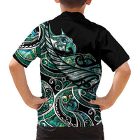Maori Matariki - Manaia Family Matching Puletasi and Hawaiian Shirt Emerald Paua Shell