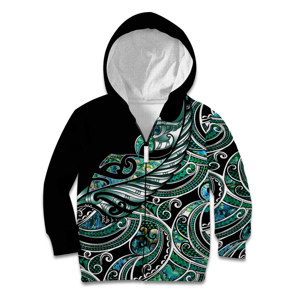 Maori Matariki - Manaia Kid Hoodie Emerald Paua Shell