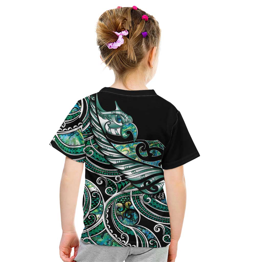 Maori Matariki - Manaia Kid T Shirt Emerald Paua Shell