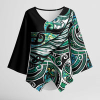 Maori Matariki - Manaia Kimono Sleeve Blouse Emerald Paua Shell