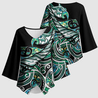 Maori Matariki - Manaia Kimono Sleeve Blouse Emerald Paua Shell