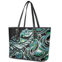 Maori Matariki - Manaia Leather Tote Bag Emerald Paua Shell