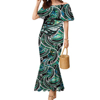 Maori Matariki - Manaia Mermaid Dress Emerald Paua Shell