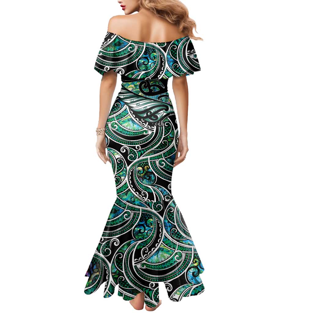 Maori Matariki - Manaia Mermaid Dress Emerald Paua Shell