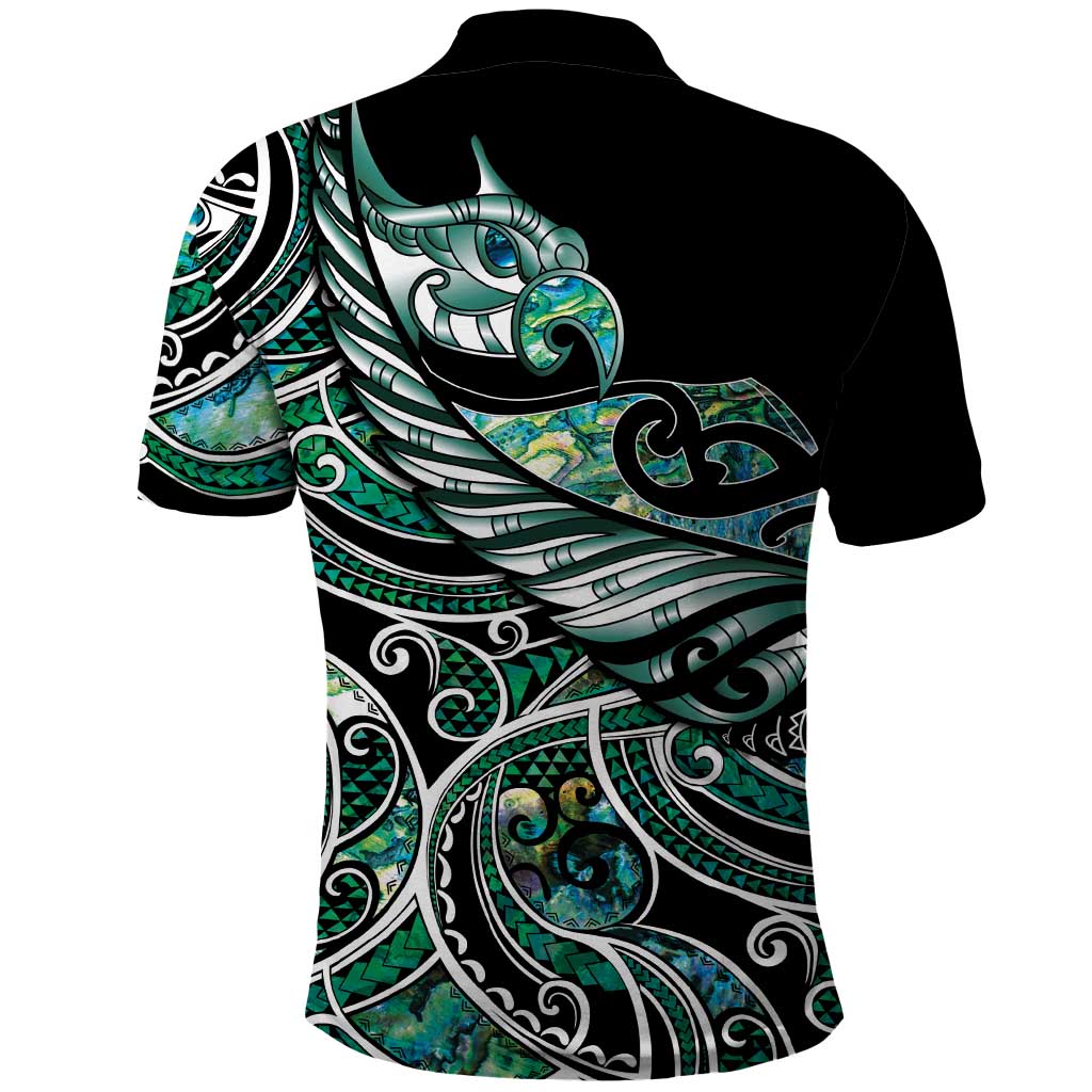 Maori Matariki - Manaia Polo Shirt Emerald Paua Shell