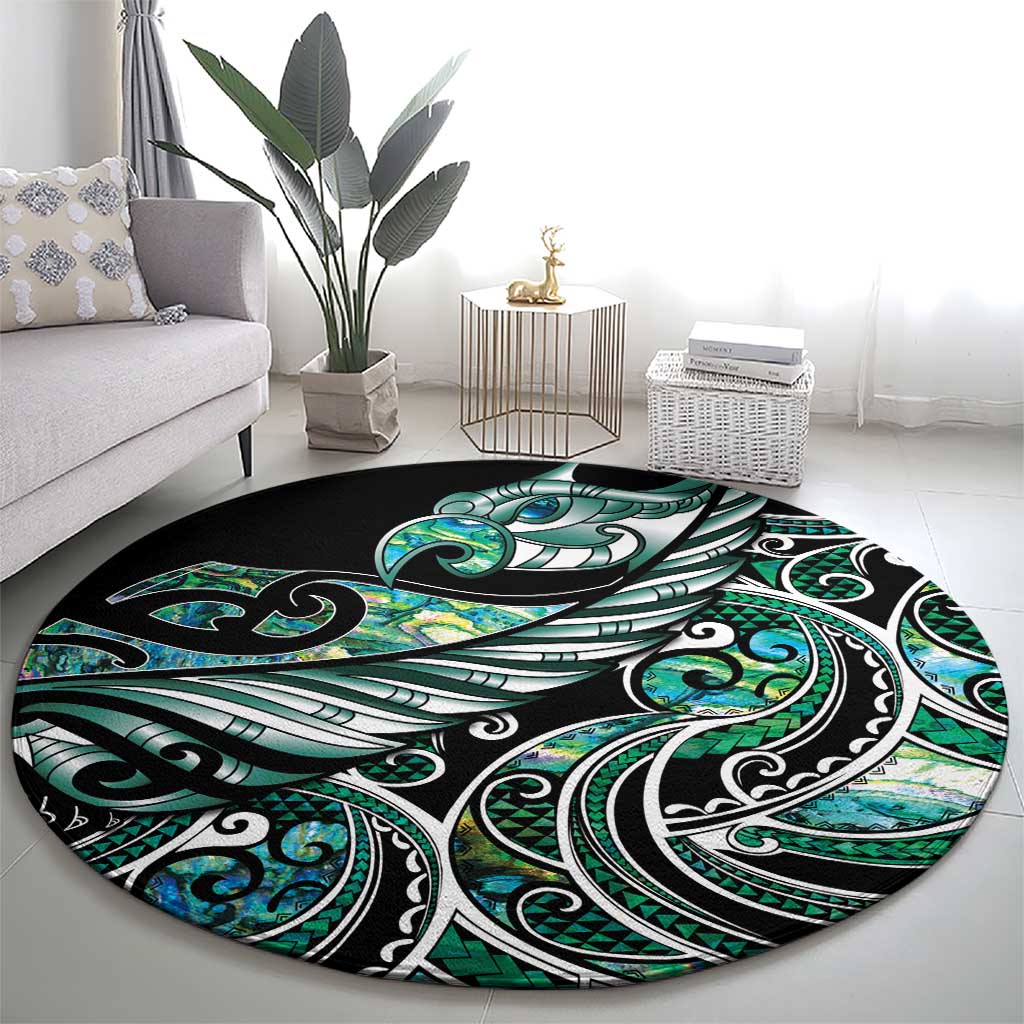 Maori Matariki - Manaia Round Carpet Emerald Paua Shell