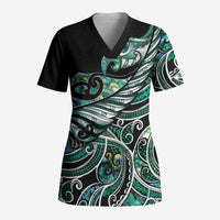 Maori Matariki - Manaia Scrub Top Emerald Paua Shell