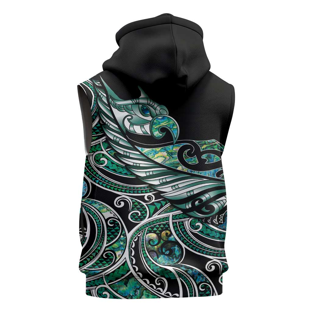 Maori Matariki - Manaia Sleeveless Hoodie Emerald Paua Shell