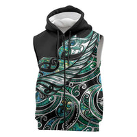 Maori Matariki - Manaia Sleeveless Zip Hoodie Emerald Paua Shell