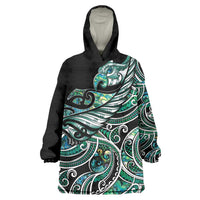 Maori Matariki - Manaia Wearable Blanket Hoodie Emerald Paua Shell