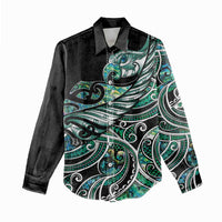 Maori Matariki - Manaia Women Casual Shirt Emerald Paua Shell