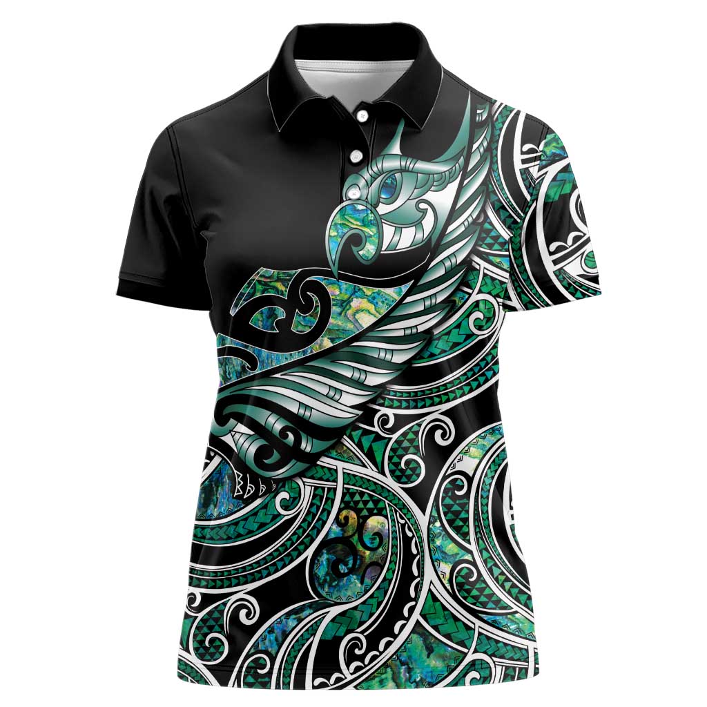 Maori Matariki - Manaia Women Polo Shirt Emerald Paua Shell