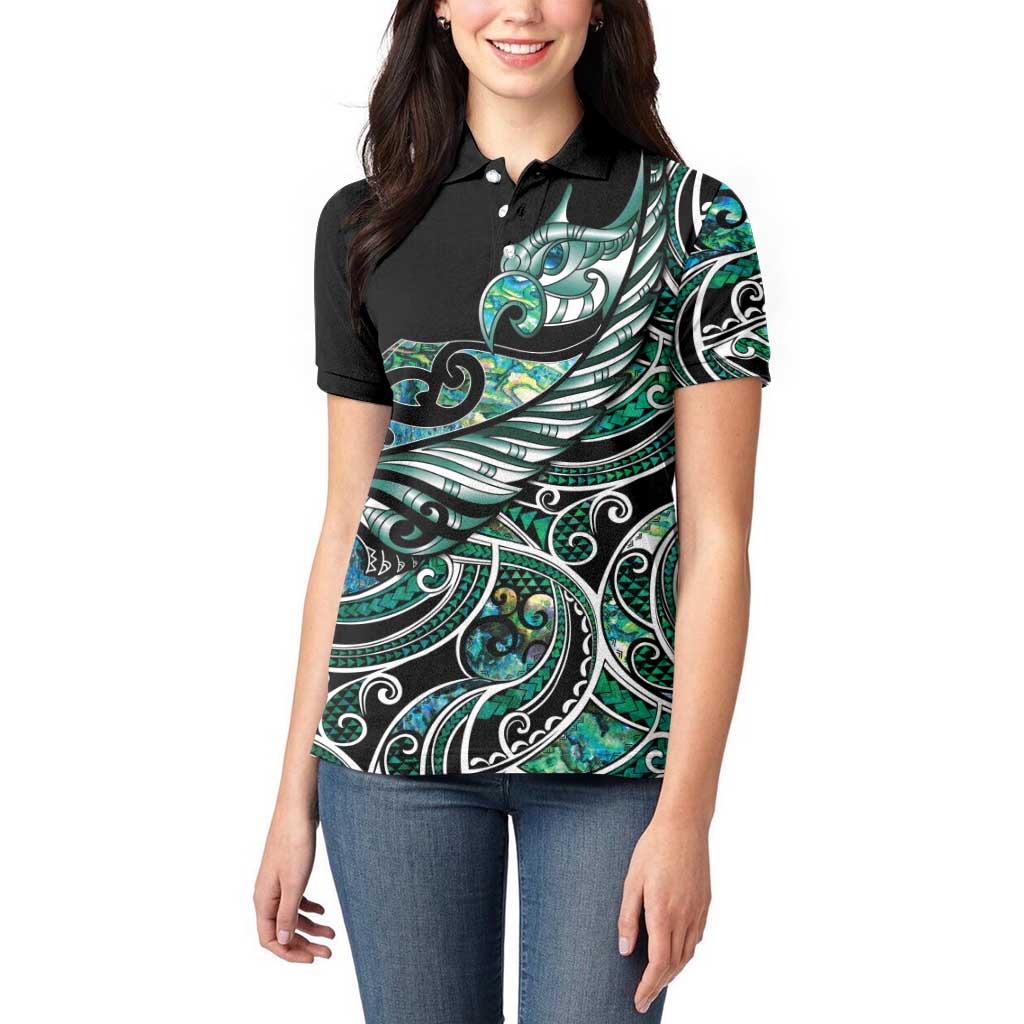 Maori Matariki - Manaia Women Polo Shirt Emerald Paua Shell
